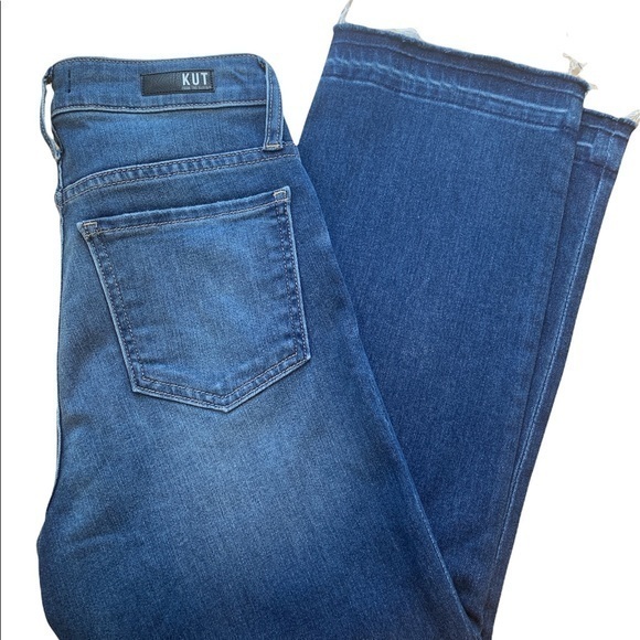 KUT From The Kloth Greta High Rise Crop Culotte frayed hem jeans - Picture 2 of 9
